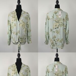 Soho Jeans NY&Co Women’s Tropical Blouses With Tie In Front Size XL